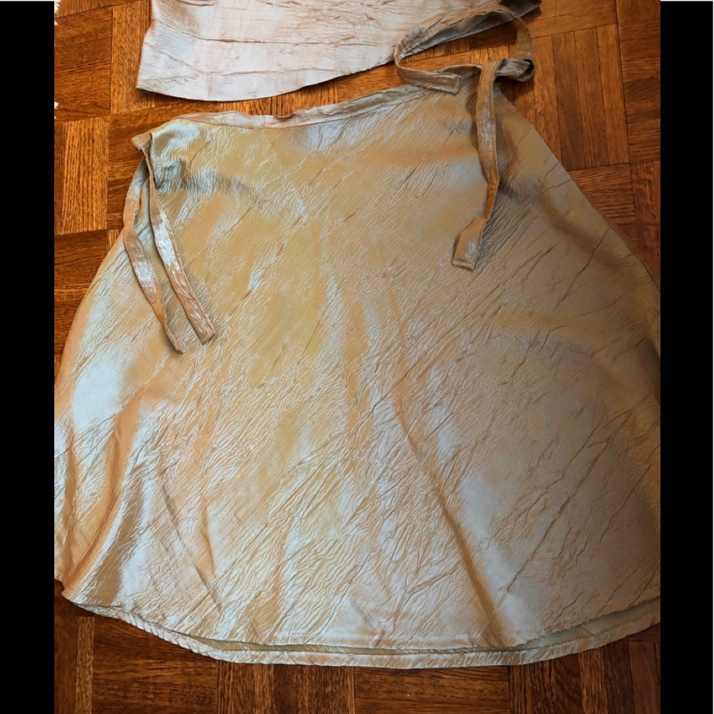 Handmade England 2pc set satin strapless top skirt - Picture 4 of 6